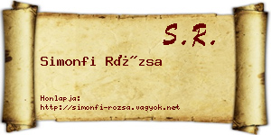 Simonfi Rózsa névjegykártya
